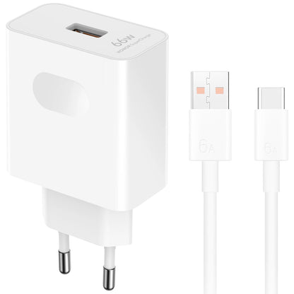Honor HN-110600E00 Network Charger with USB-C Cable, 66W, 6A, 1 x USB-A, White 5503AAHX