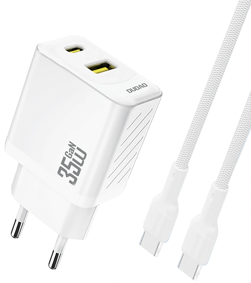 Network Charger with USB-C Cable Dudao A27Max, 35W, 1 x USB-A - 1 x USB-C, White