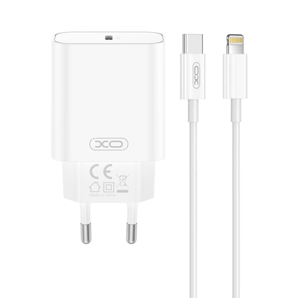 XO Design CE32 Lightning Cable Wall Charger, 20W, 3A, 1 x USB-C, White