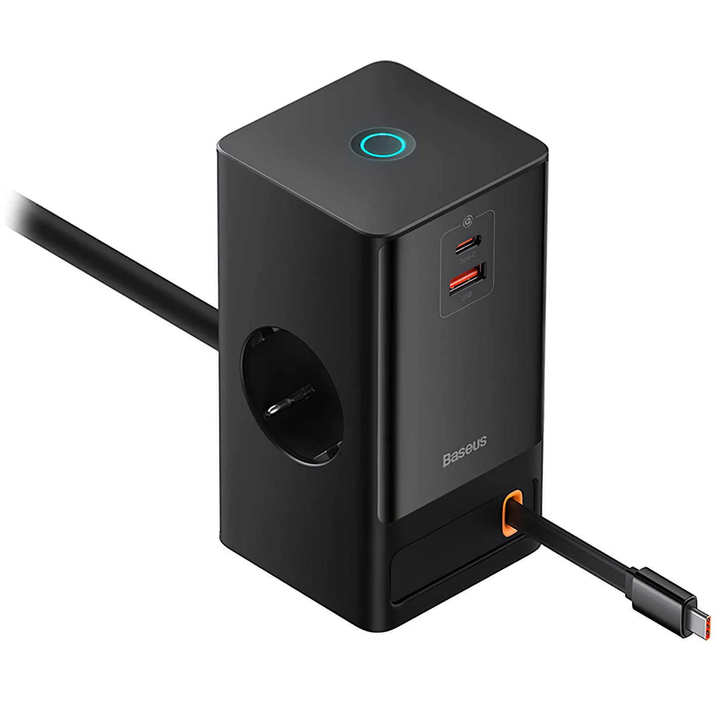 Baseus GaN3 Pro PowerStrip USB-C Network Charger with USB-C Cable, 65W, 3.25A,1 x USB-A - 1 x USB-C - 2 x Schuko, Black PSLR000301 PSLR000301 