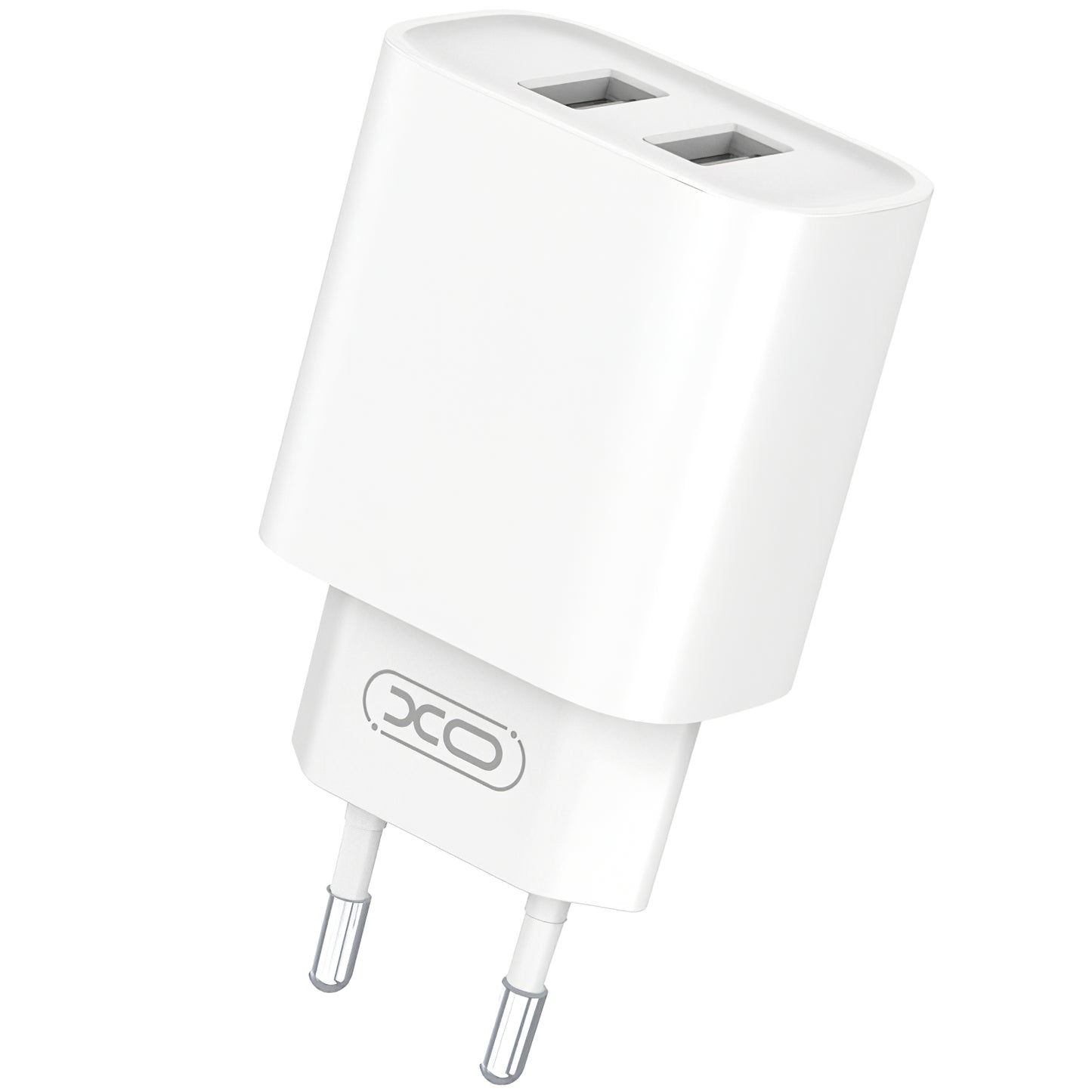 Network Charger with Lightning Cable XO Design CE02C, 10.5W, 2.1A, 2 x USB-A, White 