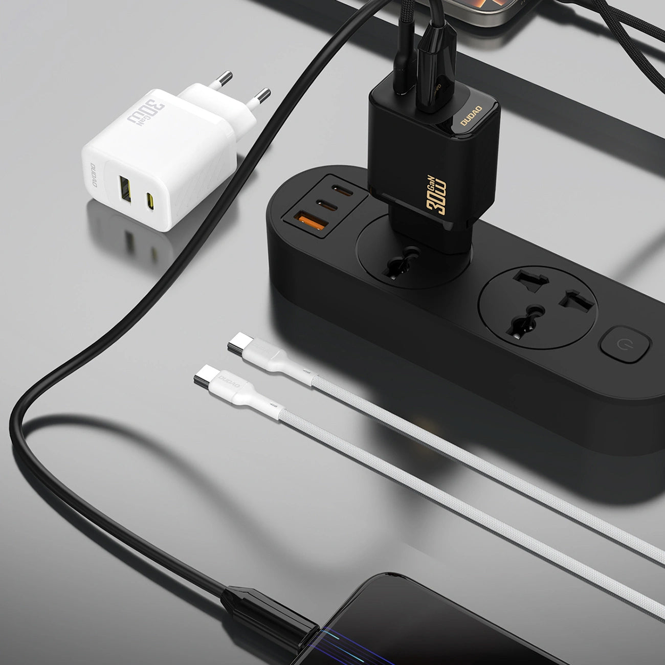 Network Charger with USB-C Cable Dudao A27TCEU, 30W, 1 x USB-A - 1 x USB-C, Black