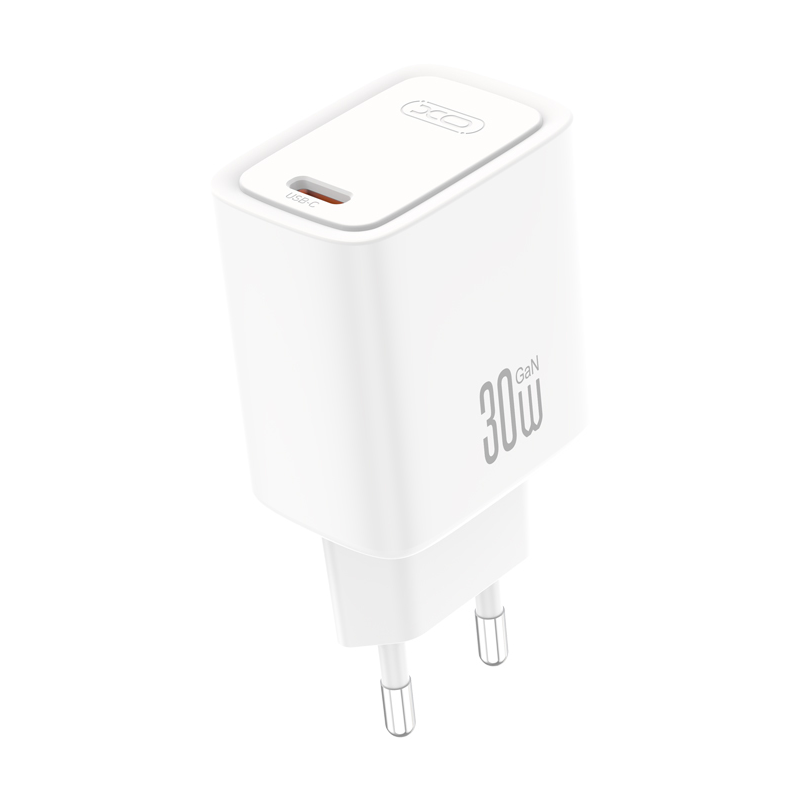 XO Design CE53 Mains Charger with USB-C Cable, 30W, 3A, 1 x USB-C, White