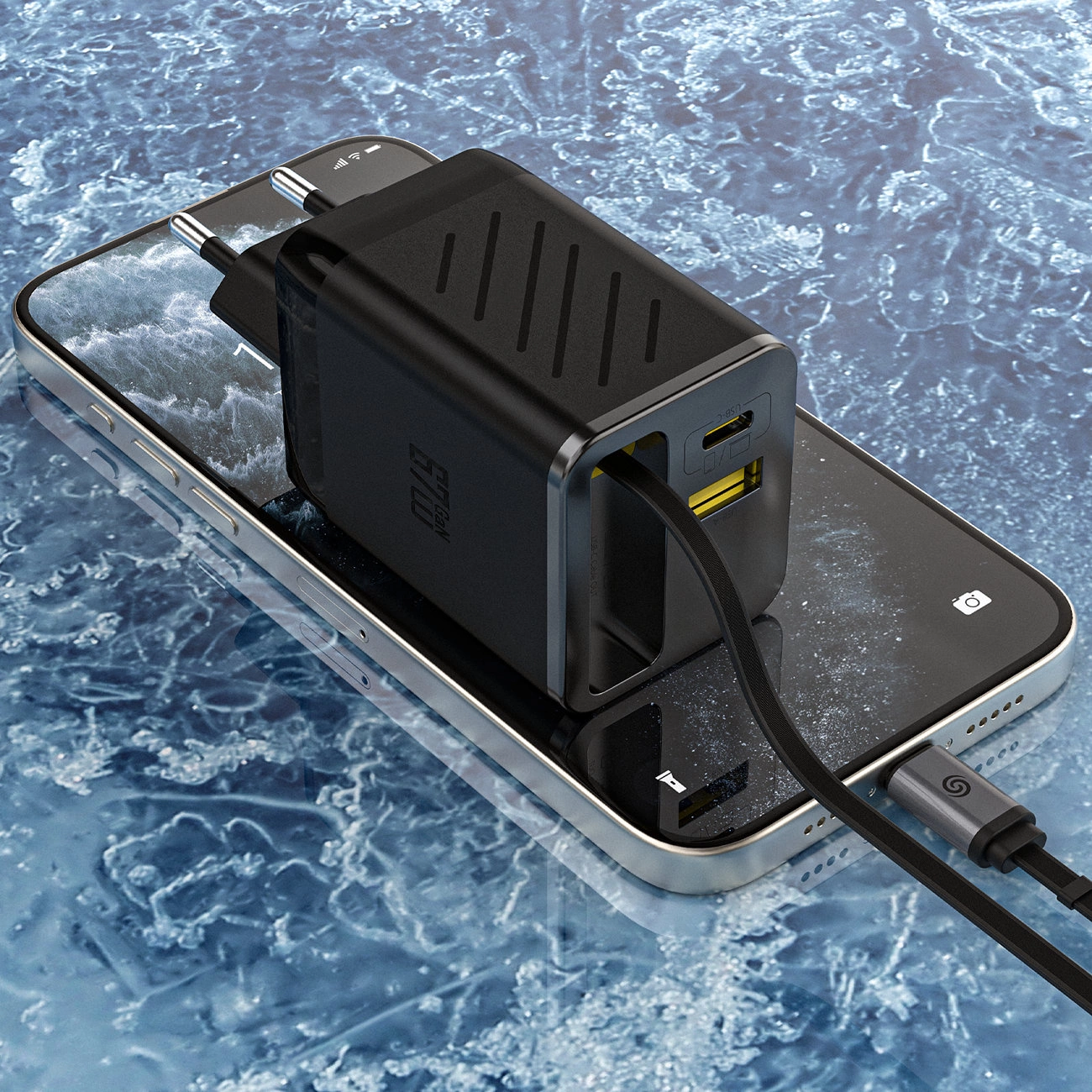 Network Charger with USB-C Cable Dudao A67EU, 67W, 3.35A, 1 x USB-A - 1 x USB-C, Black