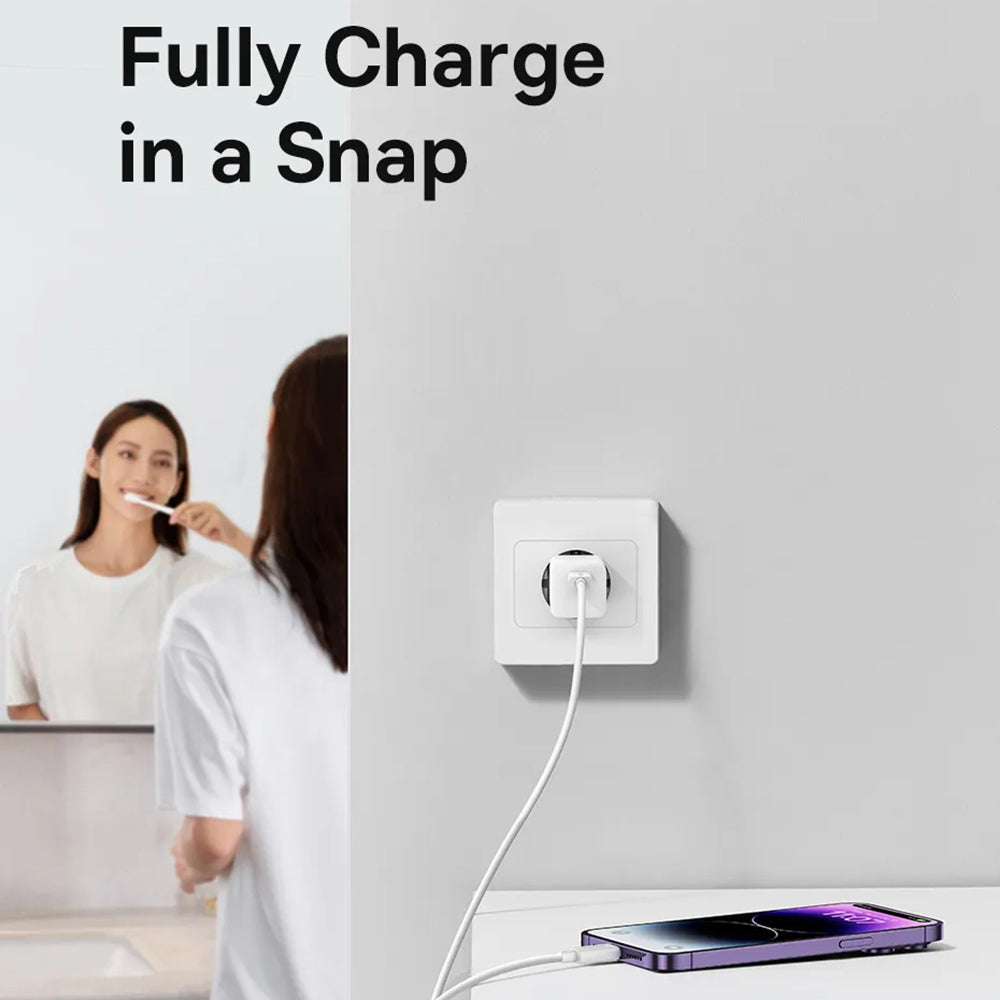 Network Charger with USB-C Cable Baseus GaN Mini 1C, 30W, 3A, 1 x USB-C, Blue P10110902313-00