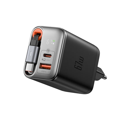 McDodo CH-4100 FreeGo Display Network Charger with USB-C Cable, 67W, 3.35A, 1 x USB-A - 1 x USB-C, Black