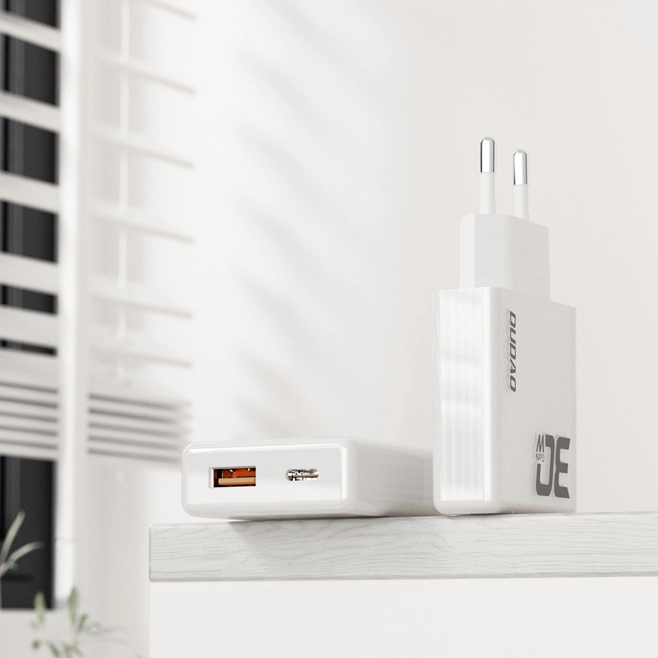 Network Charger Dudao A30EU, 30W, 3A, 1 x USB-A - 1 x USB-C, White 