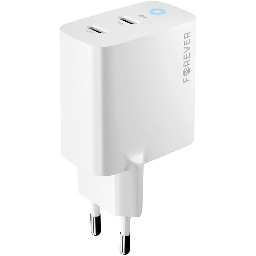 Forever Network Charger TC-06-65CC, 65W, 3.25A, 2 x USB-C, White 