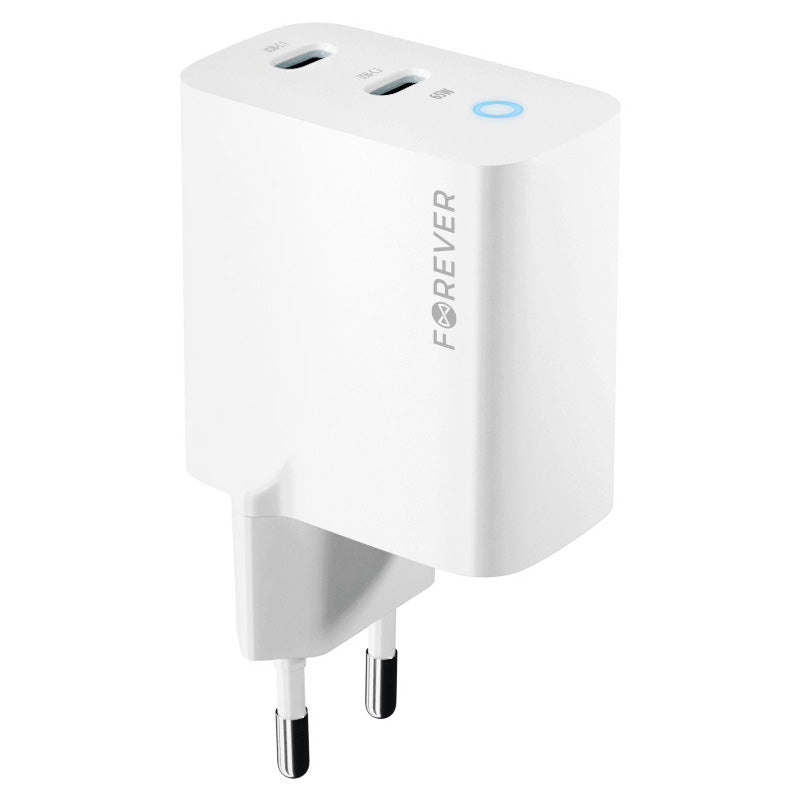 Forever Network Charger TC-06-65CC, 65W, 3.25A, 2 x USB-C, White 