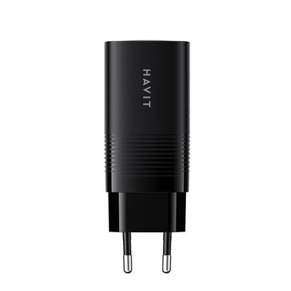 HAVIT UC20 Network Charger, 65W, 3A, 1 x USB-A - 2 x USB-C, Black