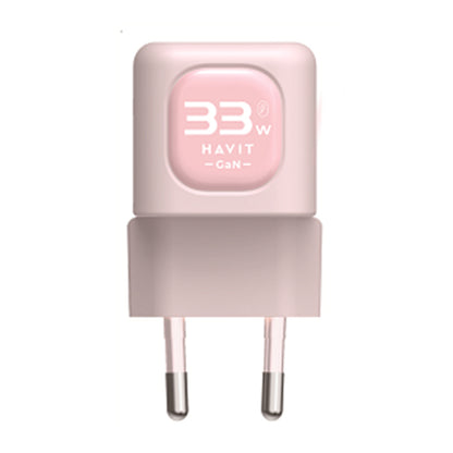 HAVIT UC230 Network Charger, 33W, 3A, 1 x USB-A - 1 x USB-C, Pink