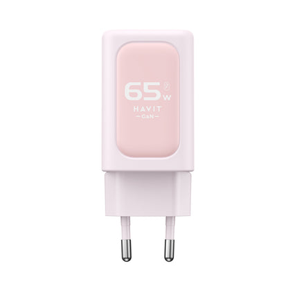 HAVIT UC260 Network Charger, 65W, 3A, 1 x USB-A - 2 x USB-C, Pink