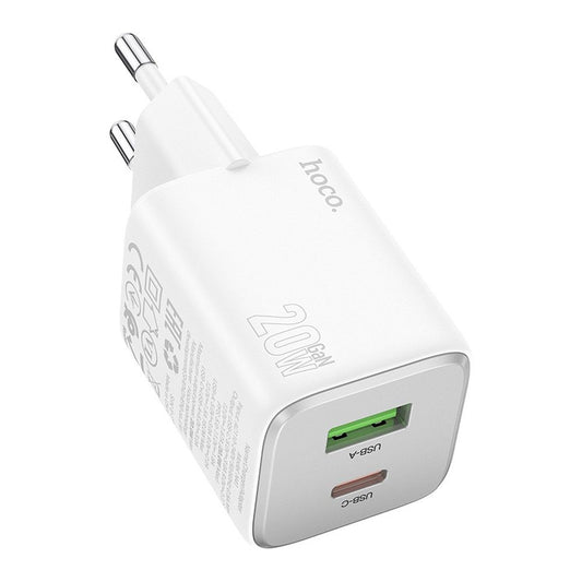 HOCO N41 Network Charger, 20W, 3A, 1 x USB-A - 1 x USB-C, White