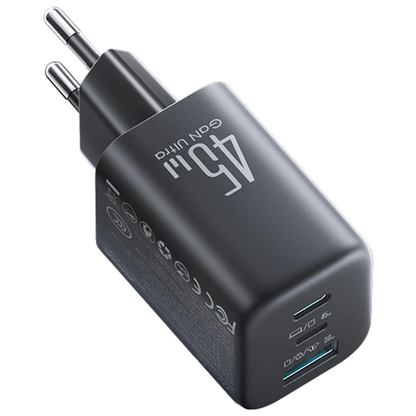 Joyroom JR-TO1 Wall Charger, 45W, 3A, 1 x Lightning - 1 x USB-A - 1 x USB-C, Black