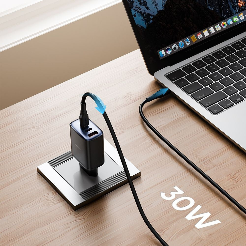 McDodo CH-2180 Network Charger Display, 30W, 3A, 1 x USB-A - 2 x USB-C, Black