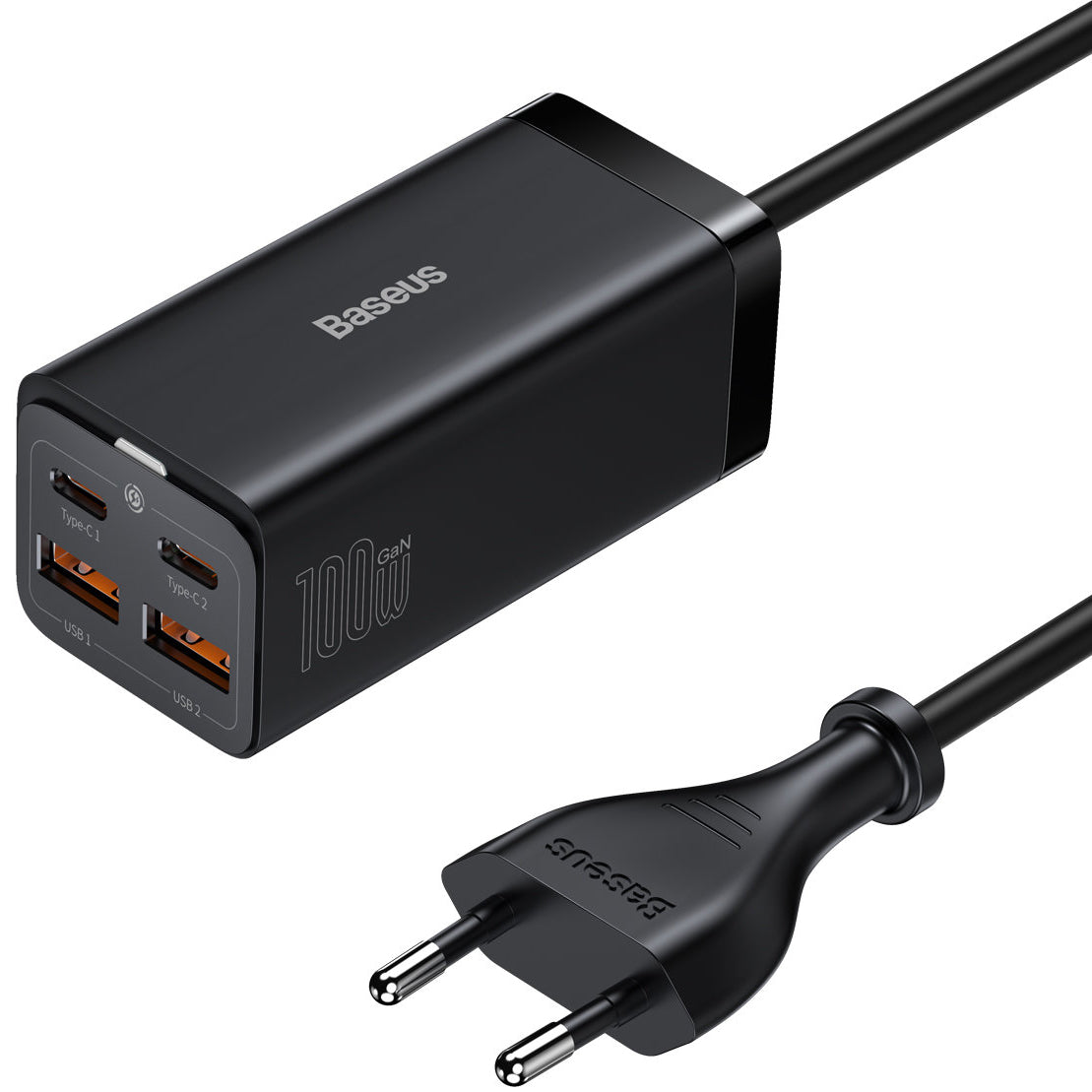 Baseus GaN3 Pro Charging Station, 100W, 5A, 2 x USB-A - 2 x USB-C, Black CCGP000101