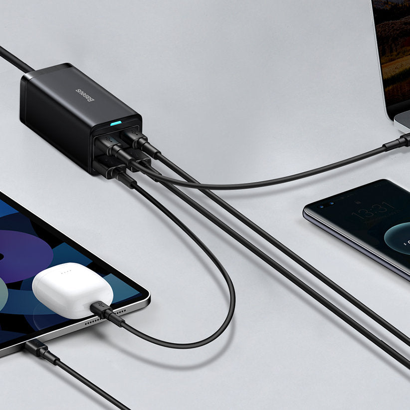 Baseus GaN3 Pro Charging Station, 100W, 5A, 2 x USB-A - 2 x USB-C, Black CCGP000101
