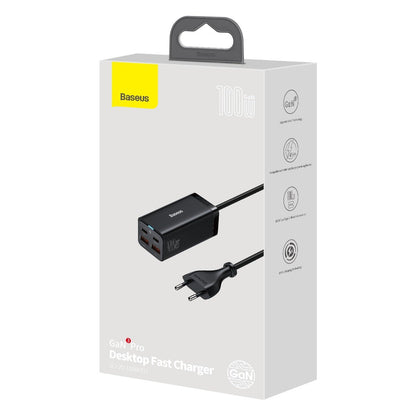 Baseus GaN3 Pro Charging Station, 100W, 5A, 2 x USB-A - 2 x USB-C, Black CCGP000101