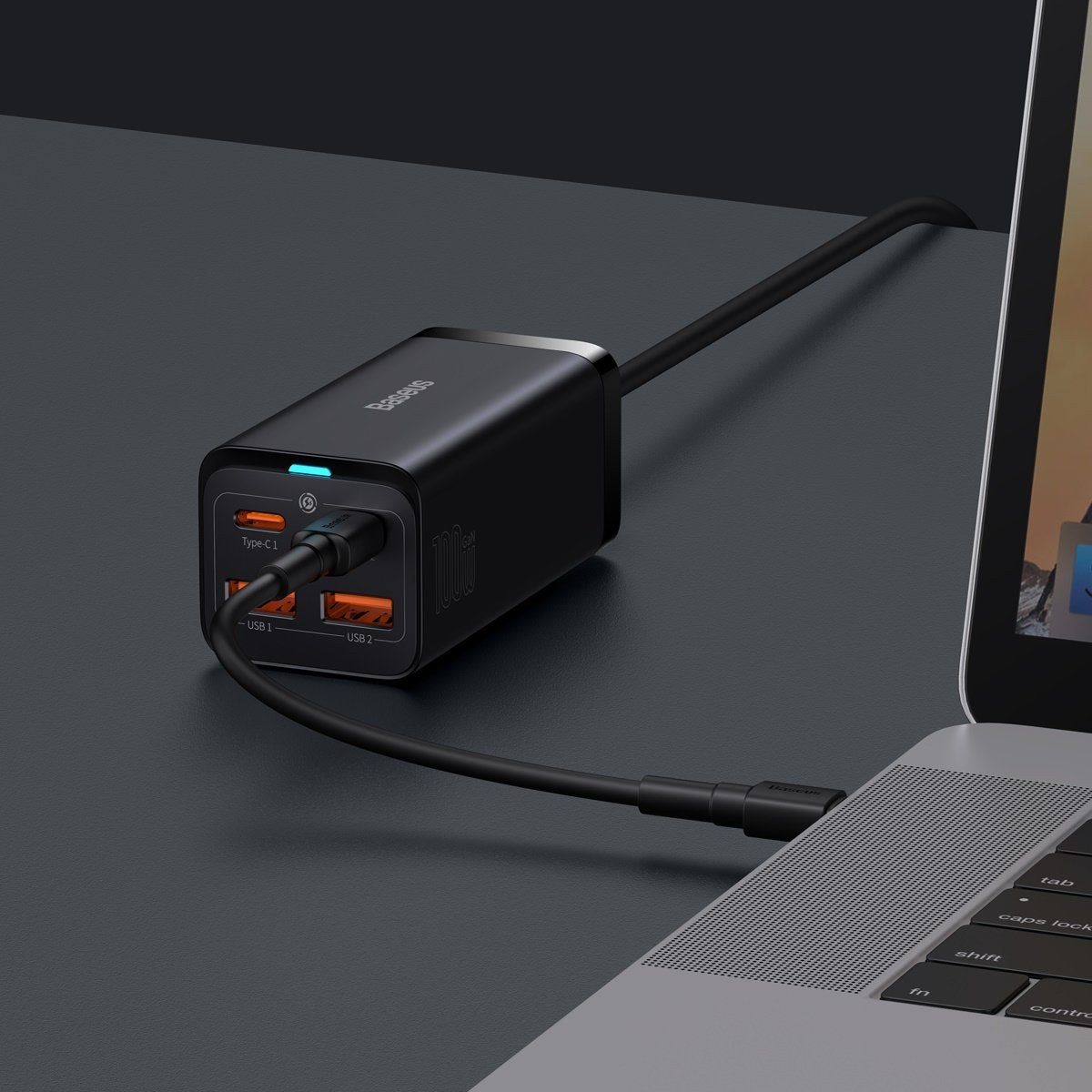 Baseus GaN3 Pro Charging Station, 100W, 5A, 2 x USB-A - 2 x USB-C, Black CCGP000101