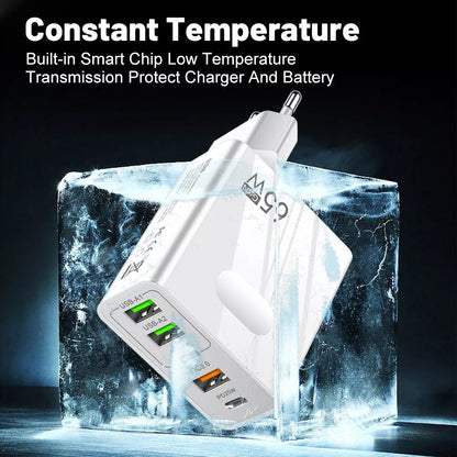 Techsuit CHC1 PentaXPower Network Charger, 25W, 3A, 3 x USB-A - 2 x USB-C, Black
