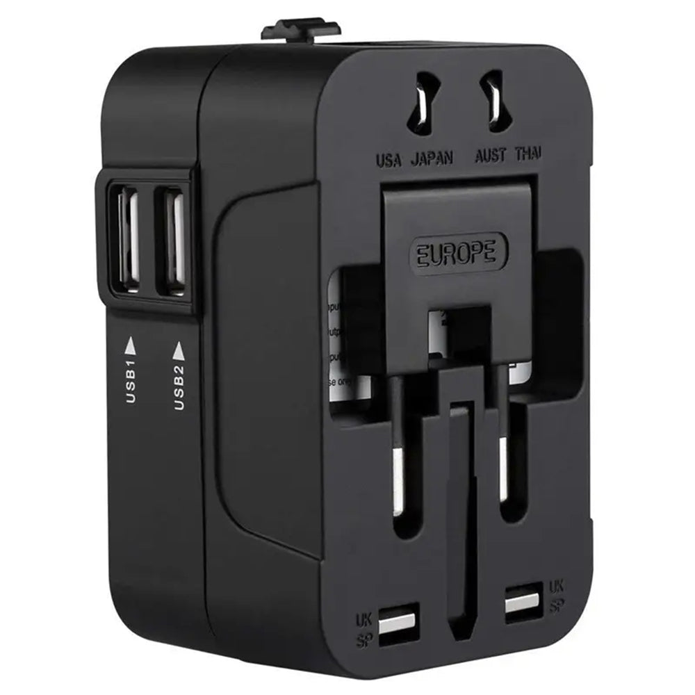 Techsuit HHT202 Travel Network Charger, 10W, 2A, 2 x USB-A, Black