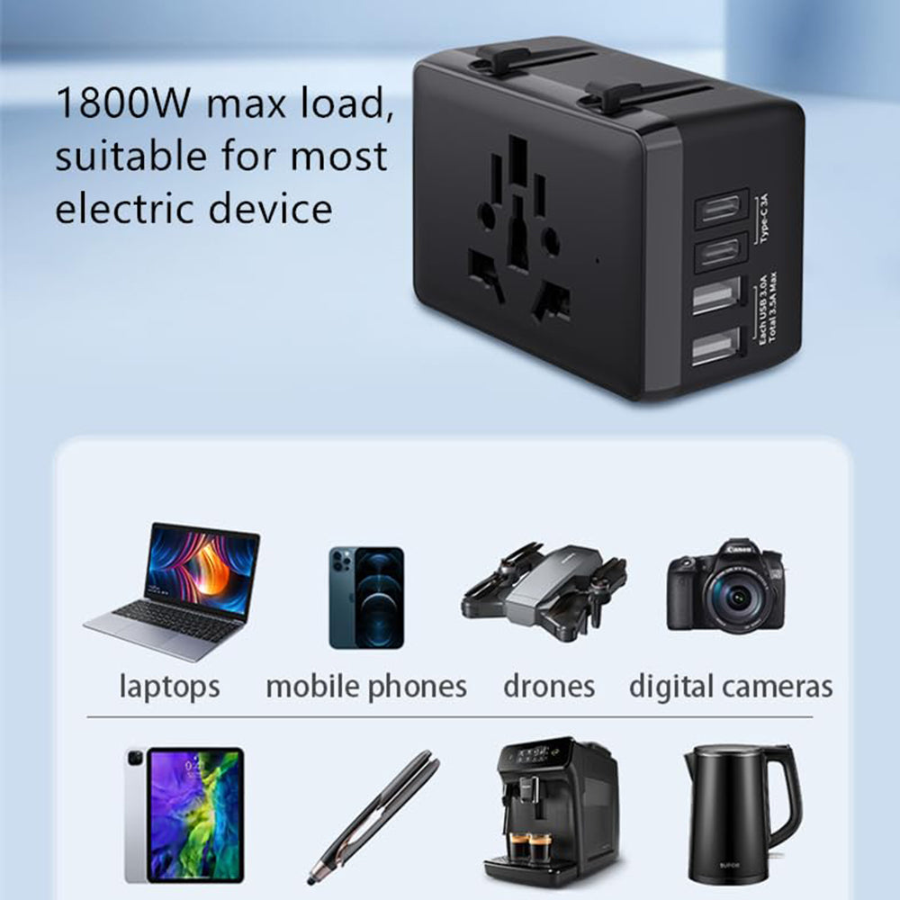 Techsuit HHt204A Travel Network Charger, 15W, 3A, 2 x USB-A - 2 x USB-C, White