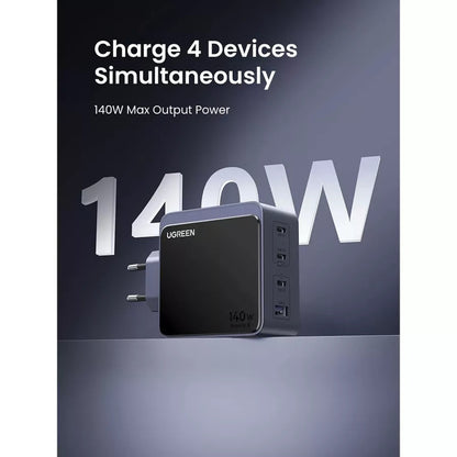 UGREEN X570 Nexode S Network Charger, 140W, 5A, 1 x USB-A - 3 x USB-C, Gray