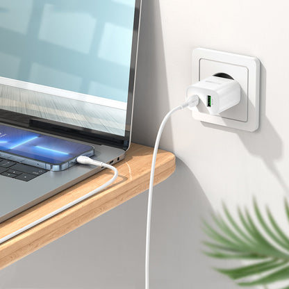BLUE Power BC80A Network Charger, 20W, 3A, 1 x USB-A - 1 x USB-C, White