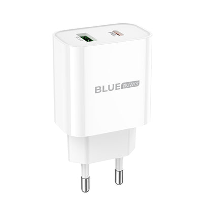 BLUE Power BC80A Network Charger, 20W, 3A, 1 x USB-A - 1 x USB-C, White