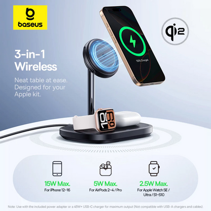 Baseus EnerFill FS41 3-in-1 Wireless Wall Charger, 22.5W, 1.67A, Black P10281904123-01