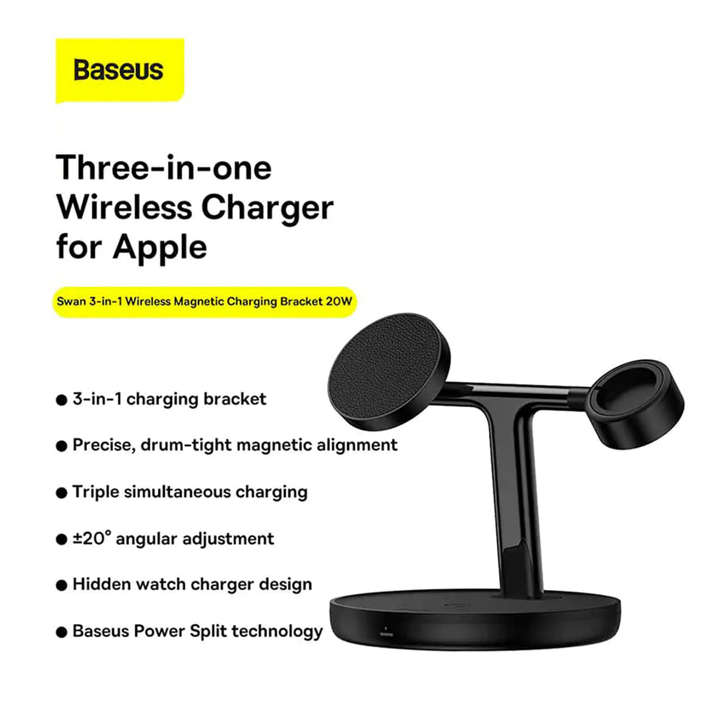 Baseus Swan 3in1 Wireless Network Charger, 20W, 1.67A, P10221302113-Z1