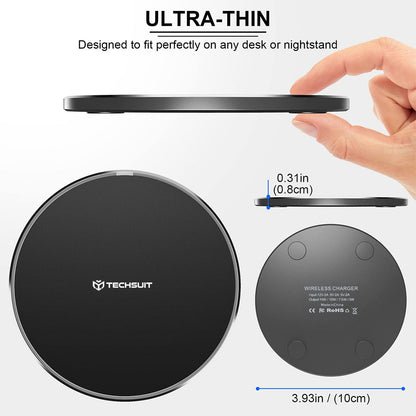 Techsuit CHWR031 Premium Wireless Network Charger, 15W, 1.67A, Black