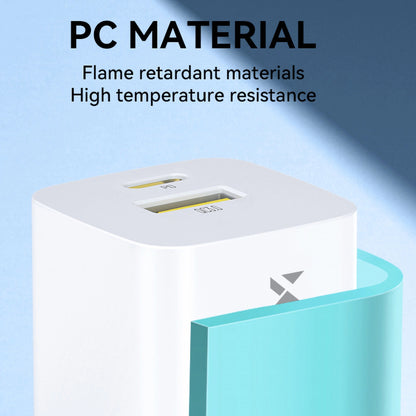 WZK WWCEAC Network Charger, 33W, 3A, 1 x USB-A - 1 x USB-C, White