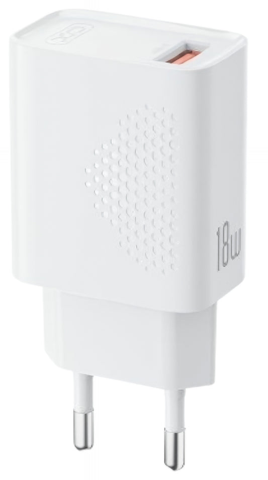 XO Design L159 Network Charger, 18W, 3A, 1 x USB-A, White