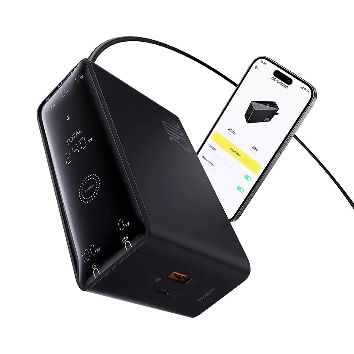 Baseus 5in1 Charging Station, 240W, 5A, 1 x USB-A - 3 x USB-C - 1 x DC, Black P10163901113-00