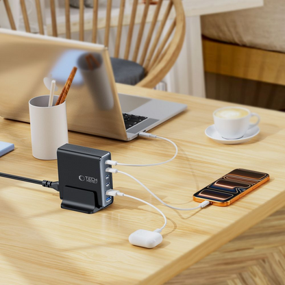 Tech-Protect DC160W-GAN Charging Station, 160W, 5A, 2 x USB-A - 4 x USB-C, Black