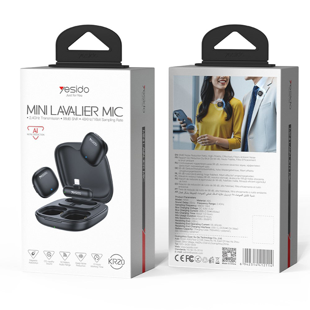 Yesido KR20 Lavalier, Lightning, Set of 2 pieces, Black