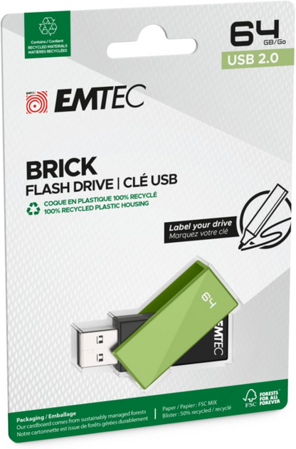External USB-A Memory Emtec C350 Brick, 64Gb ECMMD64GC352