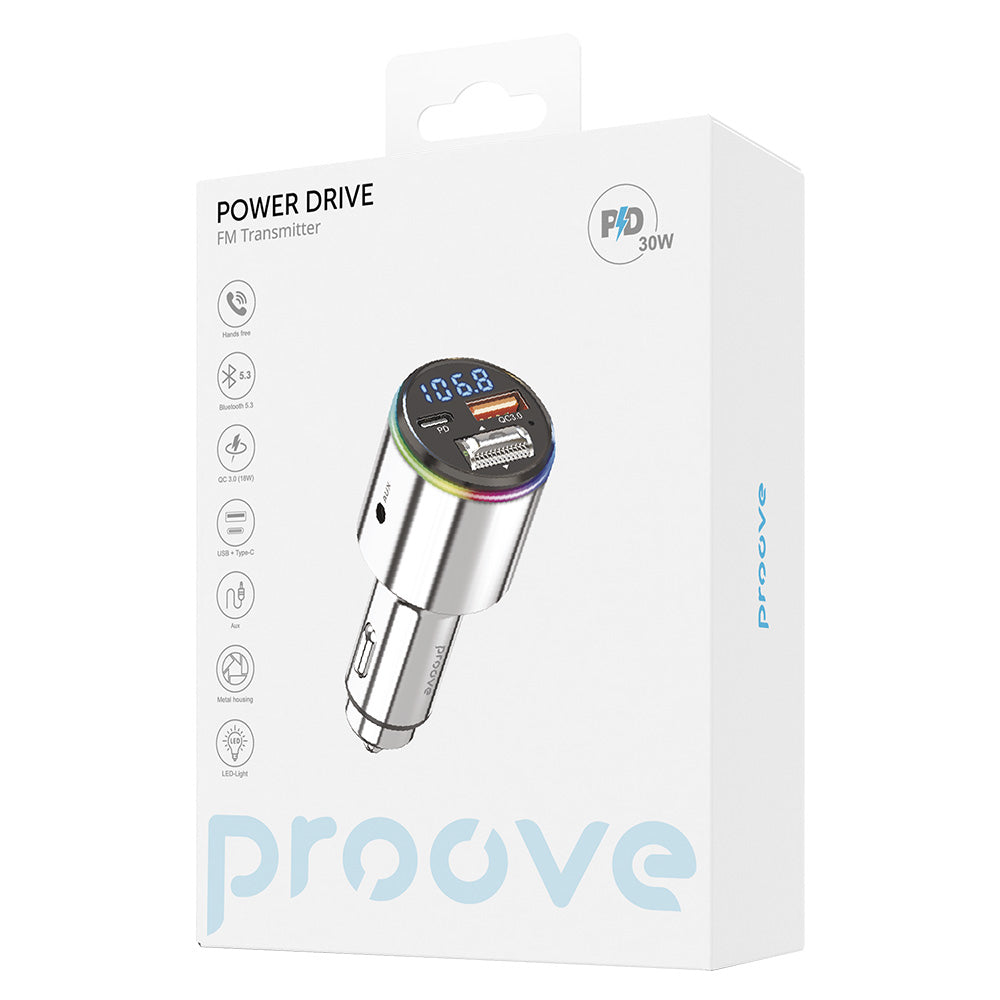 Proove Bluetooth FM Modulator, 1 x USB-A - 1 x USB-C FMPD30110006