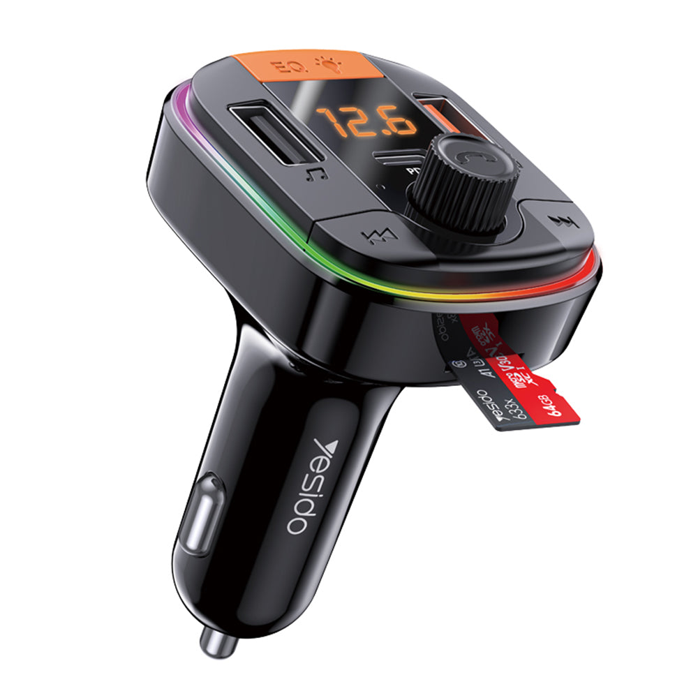 FM Bluetooth Modulator Yesido Y45, 2 x USB-A - 1 x USB-C - 1 x microSD