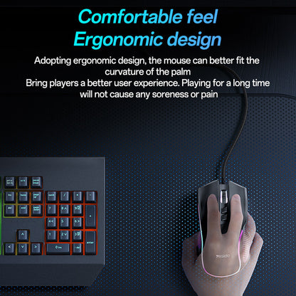 Wired USB Gaming Mouse Yesido KB20, RGB, 1000DPI - 7200DPI, Black
