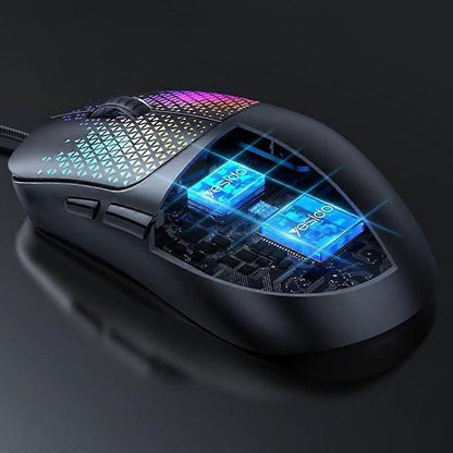 Wired USB Gaming Mouse Yesido KB32, RGB, 7200DPI, Black