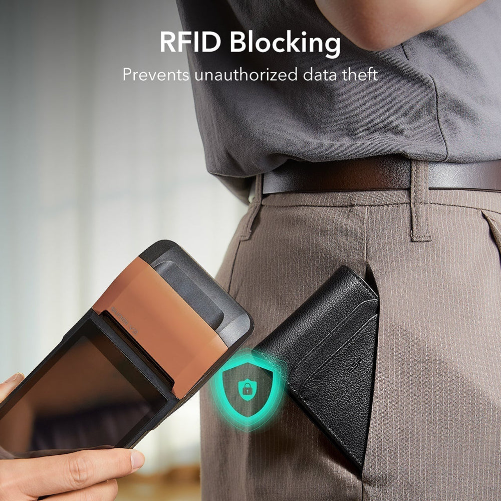 ESR Classic Geo Carbon Wallet with Find My function and RFID Protection, Black