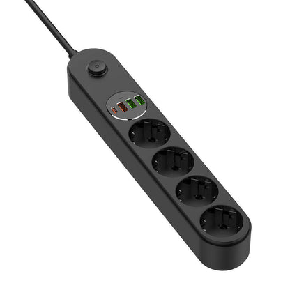 ColorWay Extension Cord, 4 x Schuko, Black