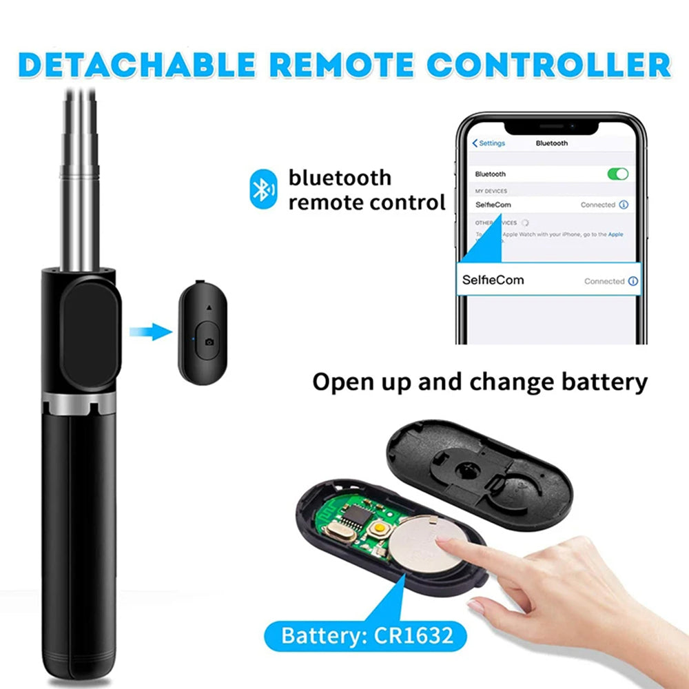 Selfie Stick Bluetooth Techsuit Q02, Universal, Black