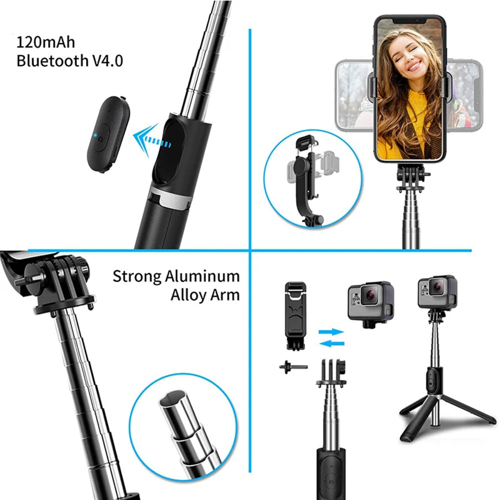 Selfie Stick Bluetooth Techsuit Q02, Universal, Black