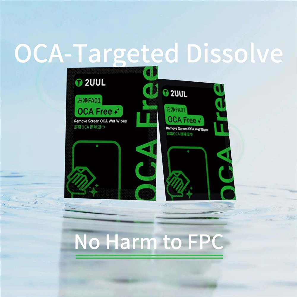 2UUL FA01 Wet Cleaning Wipes for OCA / LOCA Adhesive Removal, Set of 50 pieces