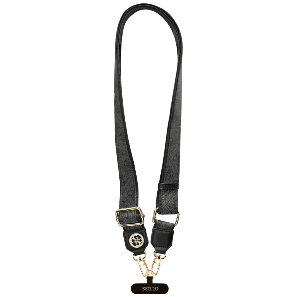 Guess 4G Strass Metal Logo Phone Lanyard, Black