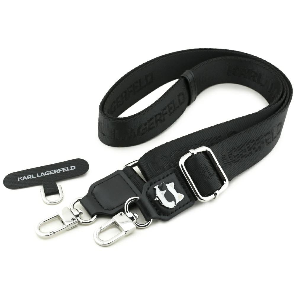 Karl Lagerfeld Choupette Metal Logo Phone Lanyard, Black