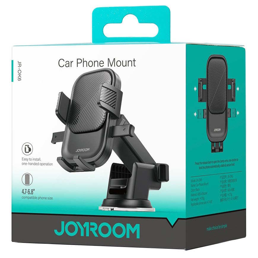 Joyroom JR-OK6 Dash 2 Car Mount, 4.7inch - 6.8inch, Black